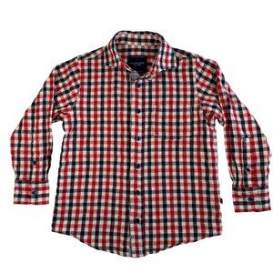 Boys TOOBYDOO 100% Cotton Red Blue Plaid Button Down 5T
